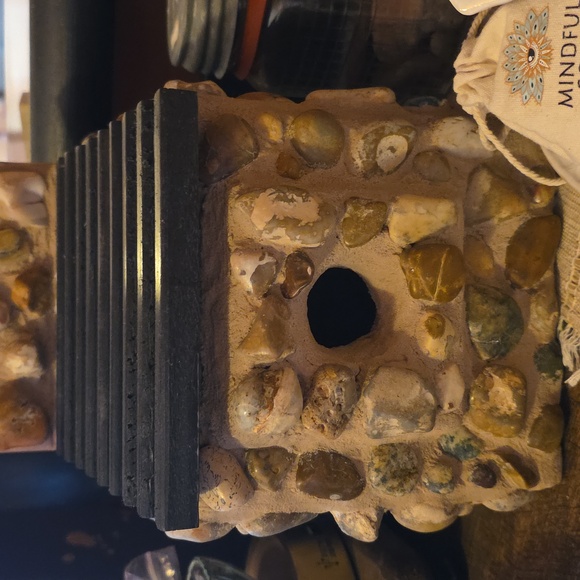 Handnade Tumbled Rick Rustic  Birdhouse with Black Roof - Picture 9 of 11